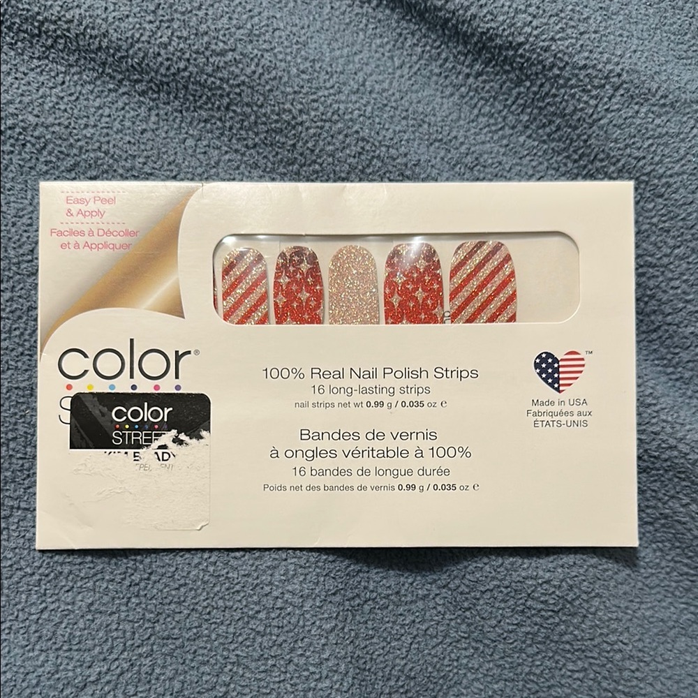 Color Street Red and Gold Glitter Press-On Nails